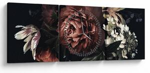 Tablou - Flori întunecate (cu ceas) (90x30 cm)