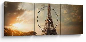Tablou - Turnul Eiffel. Paris, Franța (cu ceas) (90x30 cm)