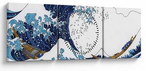 Tablou - Desen japonez, valuri (cu ceas) (90x30 cm)