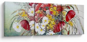 Tablou - Vază cu flori sălbatice (cu ceas) (90x30 cm)