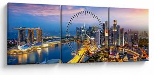 Tablou - Singapore, Asia (cu ceas) (90x30 cm)