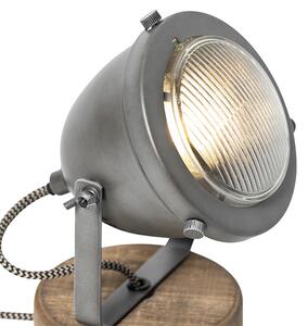 Lampa de masa industriala otel cu lemn 16,5 cm - Emado