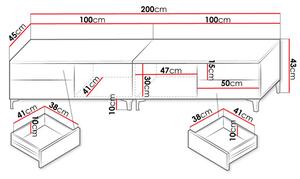 Set 2 mese TV Clea XI W Double (Alb + lucios Alb) (cu iluminat LED albastru). 1106199