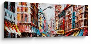 Tablou - Hong Kong, pictură în ulei (cu ceas) (90x30 cm)