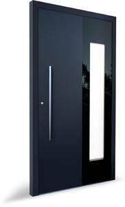 Usa metalica pivotanta de intrare in casa cu geam , Model PIVOT, gri antracit RAL 7016
