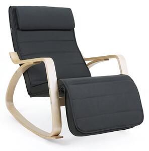 Balansoar, scaun de relaxare, suport pentru picioare reglabil in 5 grade, cadru din mesteacan masiv, pana la 150 kg t | SONGMICS