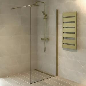 Paravan Dus Walk-In Una 80x195cm, Sticla Securizata 8mm, Profil Aluminiu Auriu