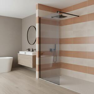 Paravan Dus Walk-In Una 100x195cm, Sticla Fumurie 8mm, Profil Aluminiu Negru