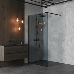 Paravan Dus Walk-In Una 120x195cm, Sticla Fumurie 8mm, Profil Aluminiu Negru