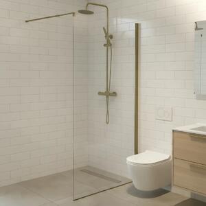 Paravan Dus Walk-In Una 90x195cm, Sticla Securizata 8mm, Profil Aluminiu Auriu