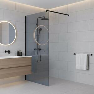 Paravan Dus Walk-In Una 80x195cm, Sticla Fumurie 8mm, Profil Aluminiu Negru