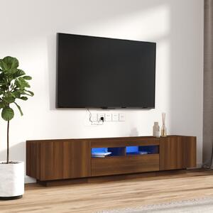 Set dulapuri TV cu LED, 2 piese, stejar maro, lemn prelucrat