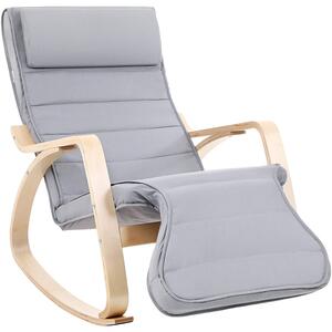 Balansoar, scaun de relaxare cu suport pentru picioare reglabil în 5 direcții, gri deschis | SONGMICS