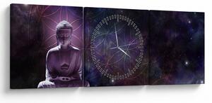 Tablou - Buddha cu florile vieții (cu ceas) (90x30 cm)