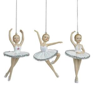 Set 6 decoratiuni balerina, Polirasina, Alb, Glide