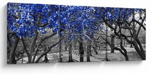 Tablou - Copaci albaștri Central Park, New York (cu ceas) (90x30 cm)