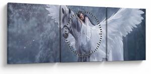 Tablou - Fata și unicorn (cu ceas) (90x30 cm)