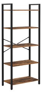 Bibliotecă, raft depozitare pe 5 nivele 66 x 30 x 153 cm, maro | VASAGLE