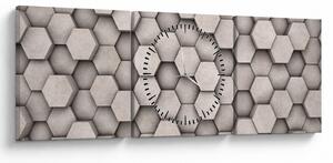 Tablou - Hexagoane design beton (cu ceas) (90x30 cm)