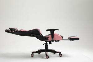 RESIGILAT-Scaun gaming, masaj in perna lombara, suport picioare, funcție sezlong, SIG 5020, Negru/Roz