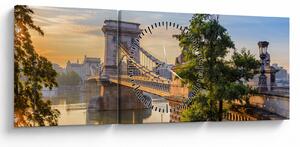 Tablou - Pod peste râu, Budapesta, Ungaria (cu ceas) (90x30 cm)