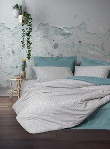 Set lenjerie pat dublu JUNE, bumbac, gri/turcoaz, 160x200 cm, cu cearc