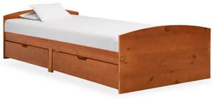 Cadru de pat cu 2 sertare, maro miere, 90x200 cm lemn masiv pin