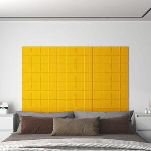 Panouri de perete 12 buc. galben 60x30 cm catifea 2,16 m²