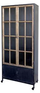 Vitrina din lemn de pin, cu aspect vintage, Antique Black