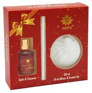 Set cadou cu difuzor 30 ml și argilă parfumată Arome, Apple and Cinnamon