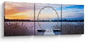 Tablou - Lac înghețat, Ełk, Mazury, Polonia (cu ceas) (90x30 cm)