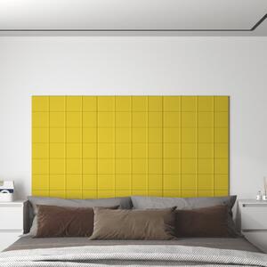 Panouri perete 12 buc. galben deschis 60x15 cm textil 1,08 m²