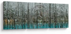 Tablou - Pescărie turcoaz, Biei, Japonia (cu ceas) (90x30 cm)