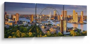 Tablou - Panorama Rotterdamului, Țările de Jos (cu ceas) (90x30 cm)