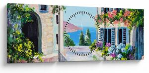 Tablou - Alee grecească, pictură în ulei (cu ceas) (90x30 cm)