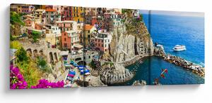 Tablou - Satul italian Manarola (cu ceas) (90x30 cm)