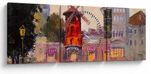 Tablou - Moulin rouge, Paris, Franța (cu ceas) (90x30 cm)