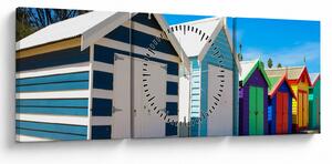 Tablou - Plaja Brighton, Melbourne, Australia (cu ceas) (90x30 cm)