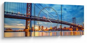 Tablou - Podul Benjamin Franklin, Philadelphia (cu ceas) (90x30 cm)