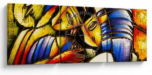 Tablou - Pictură în ulei, îndrăgostiții (cu ceas) (90x30 cm)