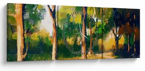 Tablou - Pădure de vară însorită, pictură (cu ceas) (90x30 cm)