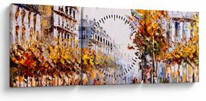 Tablou - Strada din Paris (cu ceas) (90x30 cm)
