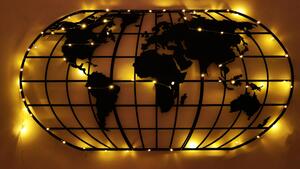 Decoratiune perete World Map Globe, harta lumii cu iluminare led, meta