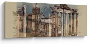 Tablou - Forumul Roman, Roma, Italia (cu ceas) (90x30 cm)