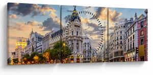 Tablou - Calle Gran Vía, Madrid, Spania (cu ceas) (90x30 cm)