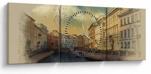 Tablou - Râul Moyka, Sankt Petersburg, Rusia (cu ceas) (90x30 cm)