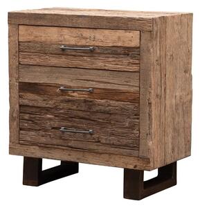 Comoda natur, din lemn reciclat, cu 3 sertare, aspect rustic, Endor