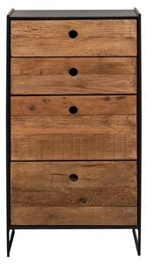 Comoda natur, din lemn de pin, cu 4 sertare, aspect rustic, Utah