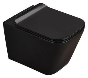 Set complet vas WC suspendat, Fluminia, Paris negru, cu rezervor Alca si clapeta M678 neagra
