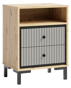 Noptiera PARII PA14, stejar artisan/gri, PAL laminat, 50x37x68 cm